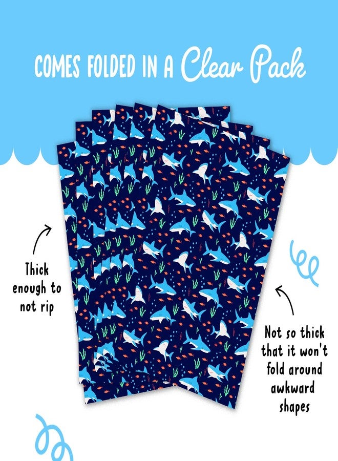 CENTRAL 23 Shark Gift Wrap - 6 Sheets & Tags - Sharks & Fish Underwater Theme - Blue Wrapping Paper for Boys & Girls - Kids Gift - Recyclable - Image 4